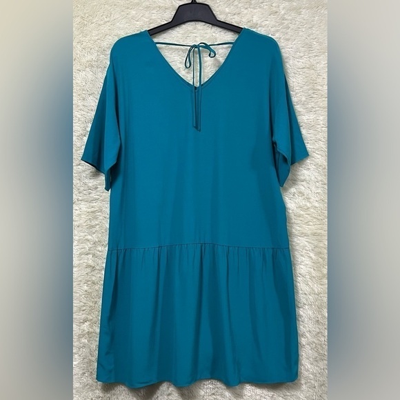 EILEEN Fisher Petite Drop Waist Crepe Tie Back Dress - Picture 2 of 7